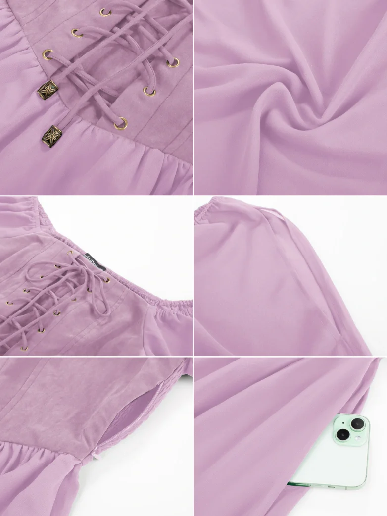 Renaissance Corset Dress Slit Sleeve Pocket Dress - Image 47