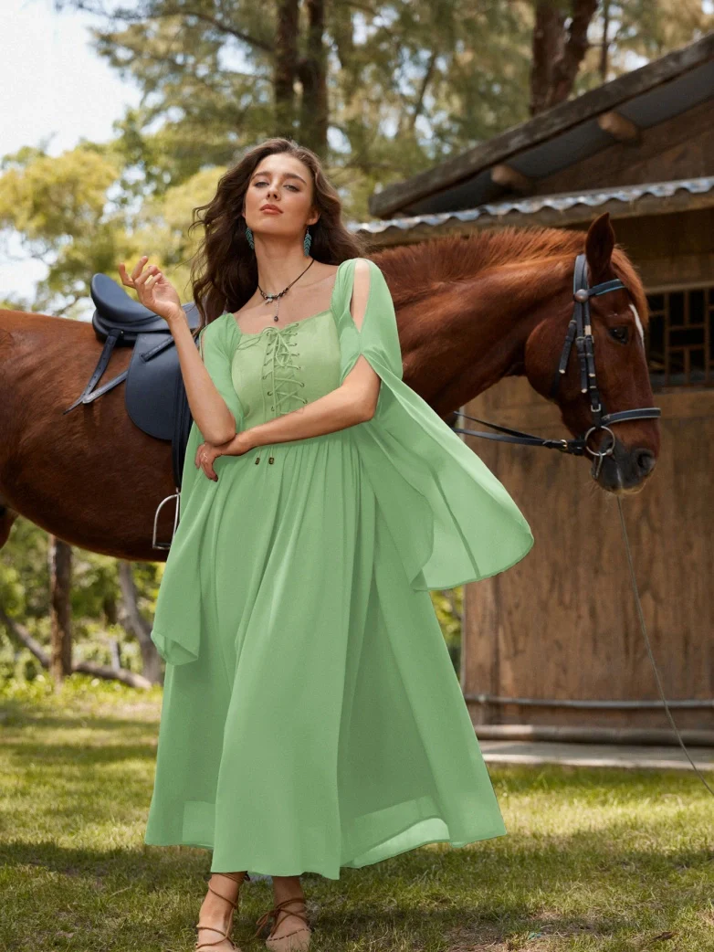 Renaissance Corset Dress Slit Sleeve Pocket Dress - Image 49
