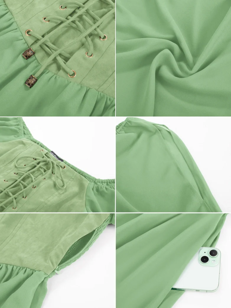 Renaissance Corset Dress Slit Sleeve Pocket Dress - Image 51