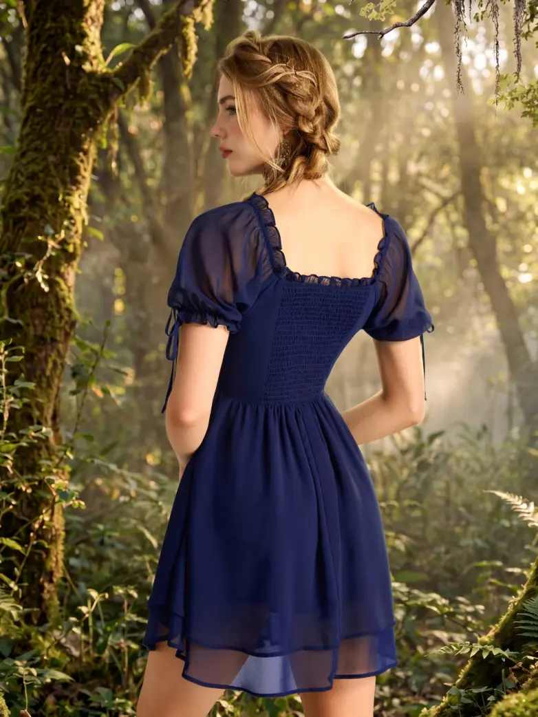 Renaissance Corset Puff Sleeves Mini Dress With Pocket - Image 20