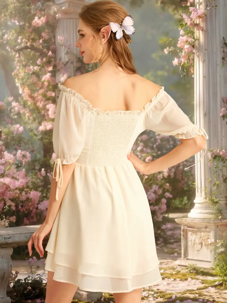 Renaissance Corset Puff Sleeves Mini Dress With Pocket - Image 25