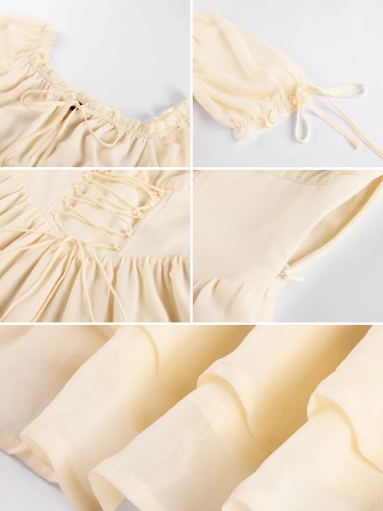 Renaissance Corset Puff Sleeves Mini Dress With Pocket - Image 28
