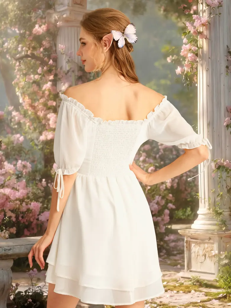 Renaissance Corset Puff Sleeves Mini Dress With Pocket - Image 32