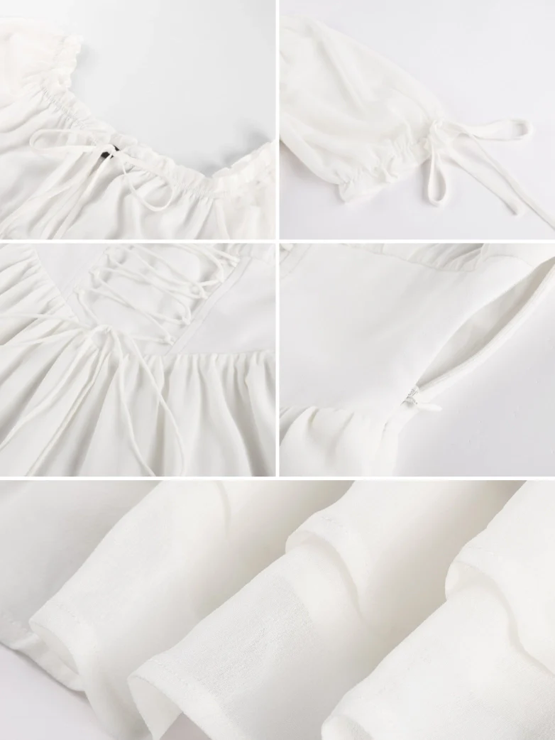 Renaissance Corset Puff Sleeves Mini Dress With Pocket - Image 35
