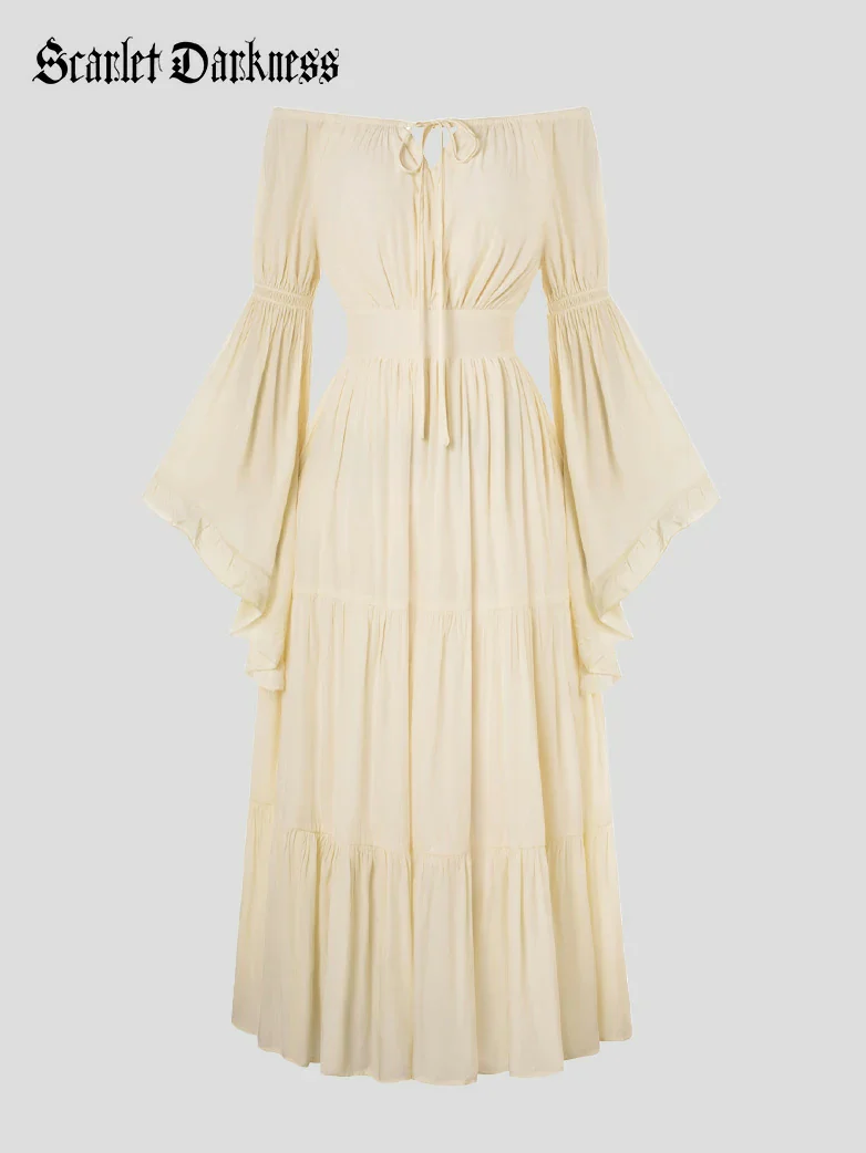 Renaissance Off Shoulder Elastic Waist Maxi Dress - Image 11