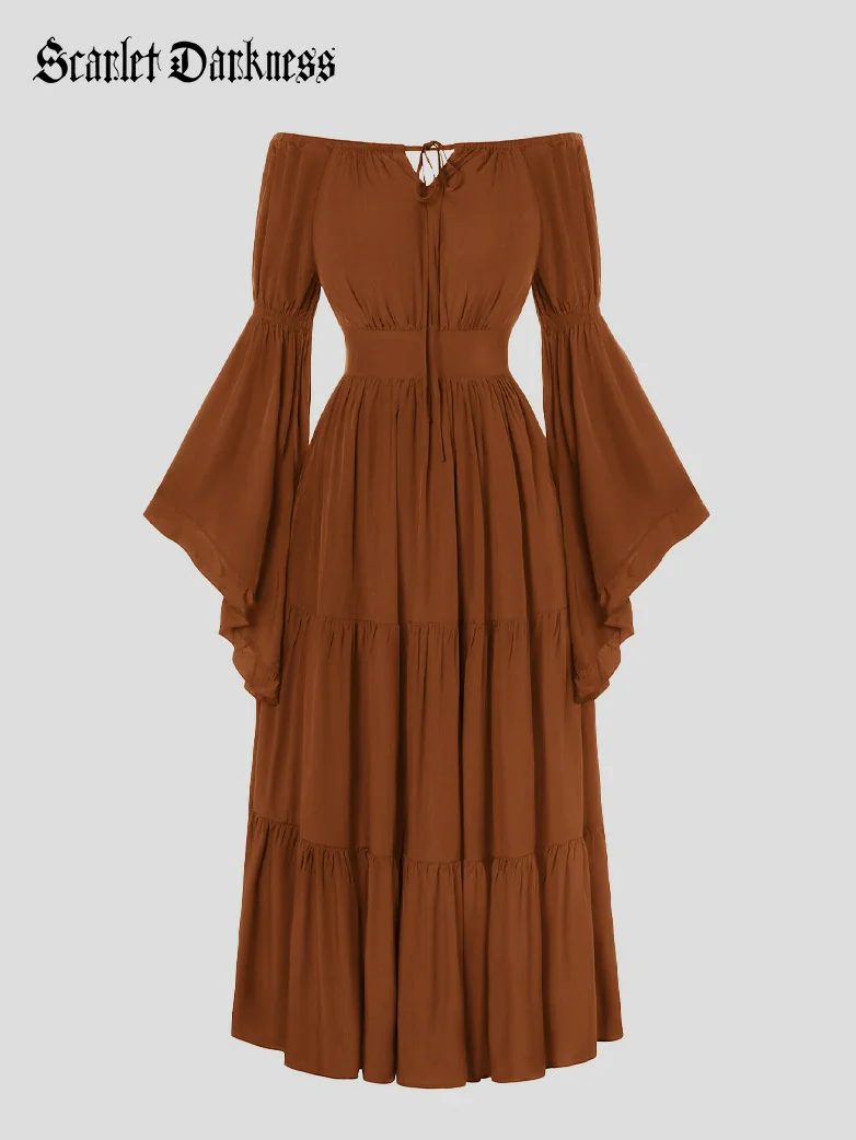 Renaissance Off Shoulder Elastic Waist Maxi Dress - Image 22
