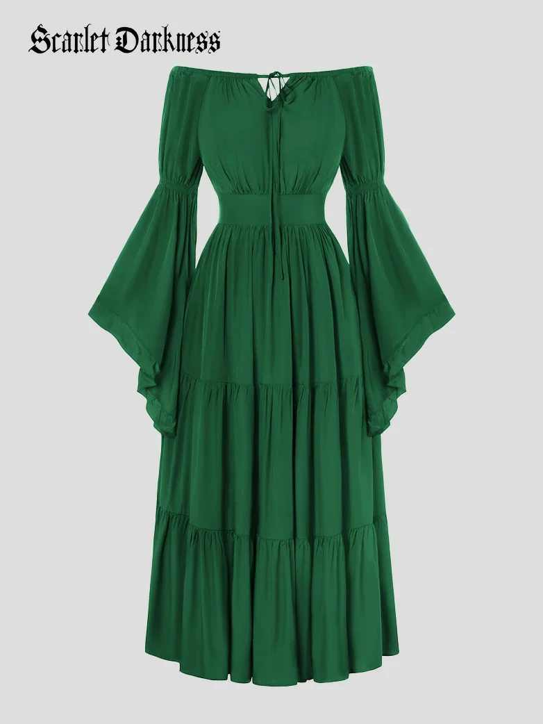 Renaissance Off Shoulder Elastic Waist Maxi Dress - Image 47