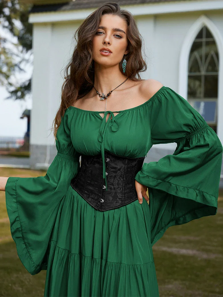 Renaissance Off Shoulder Elastic Waist Maxi Dress - Image 51