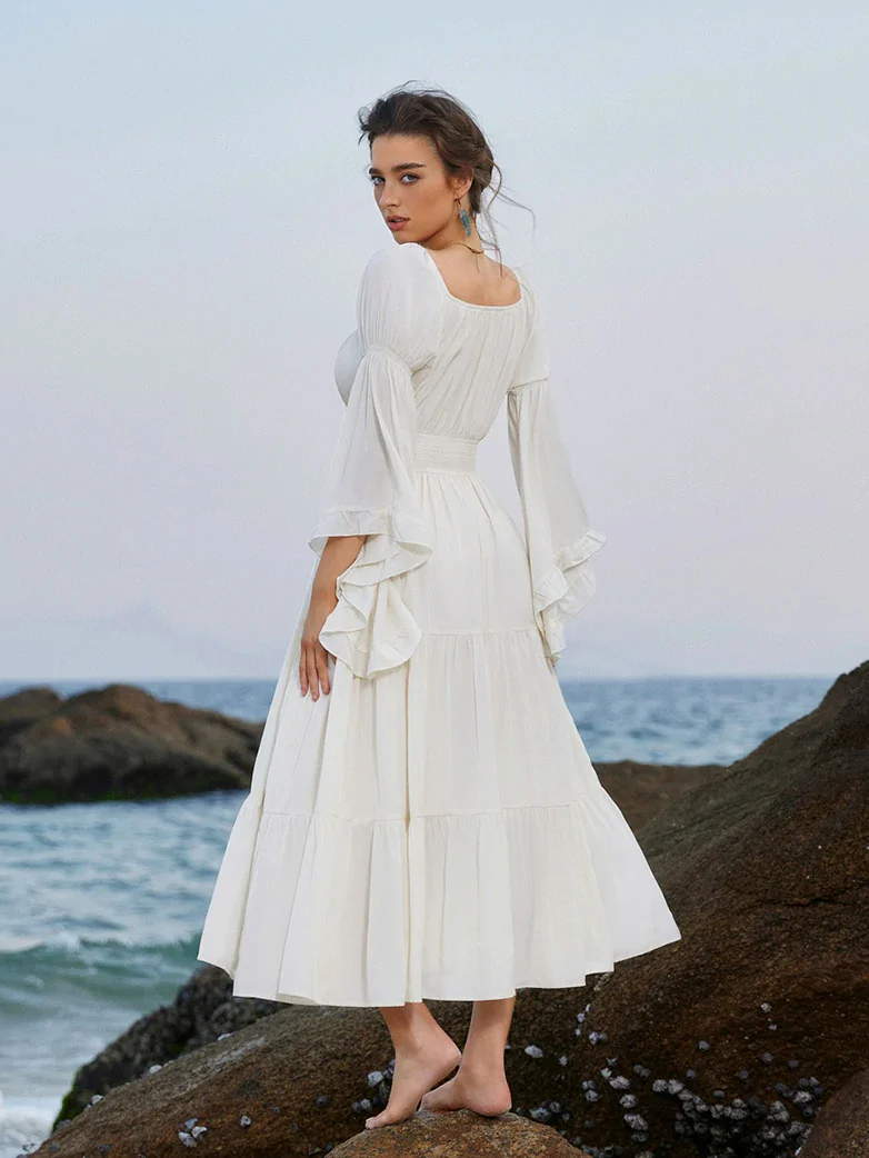 Renaissance Off Shoulder Elastic Waist Maxi Dress - Image 58