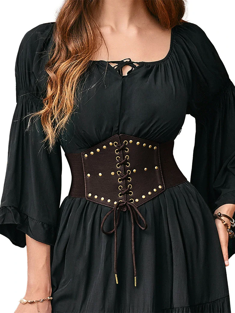 Women Renaissance Stretchy Lace-up Waist Belt - Image 21