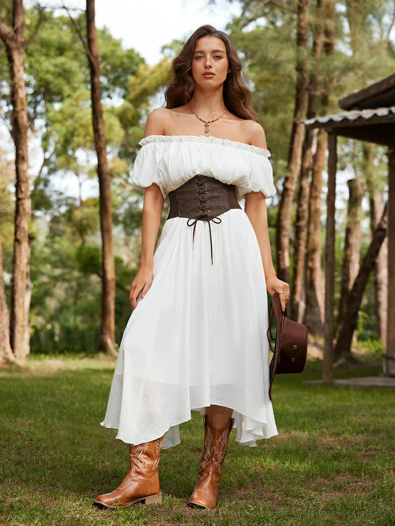 Women Renaissance Stretchy Lace-up Waist Belt - Image 25