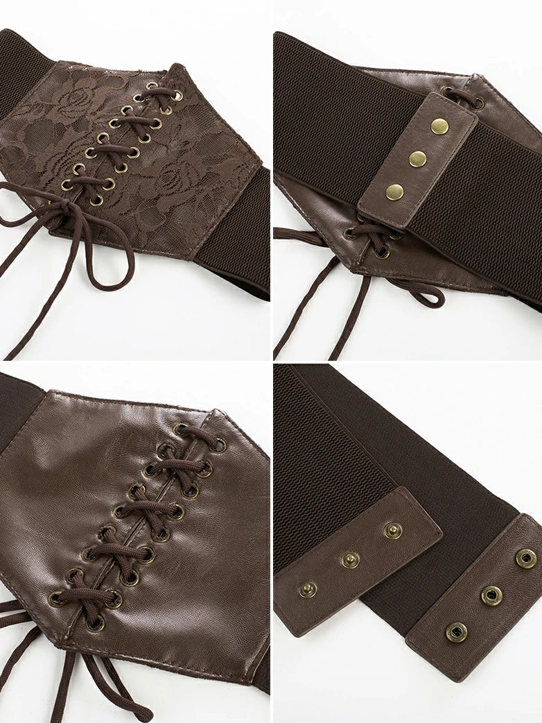 Women Renaissance Stretchy Lace-up Waist Belt - Image 26