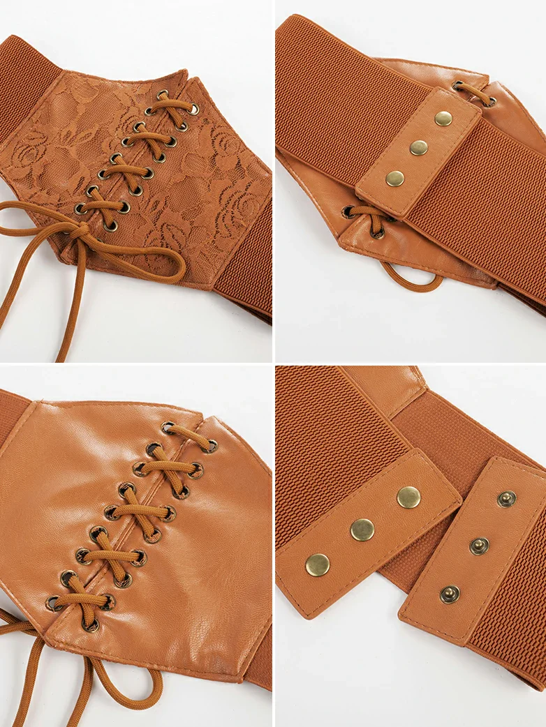 Women Renaissance Stretchy Lace-up Waist Belt - Image 32