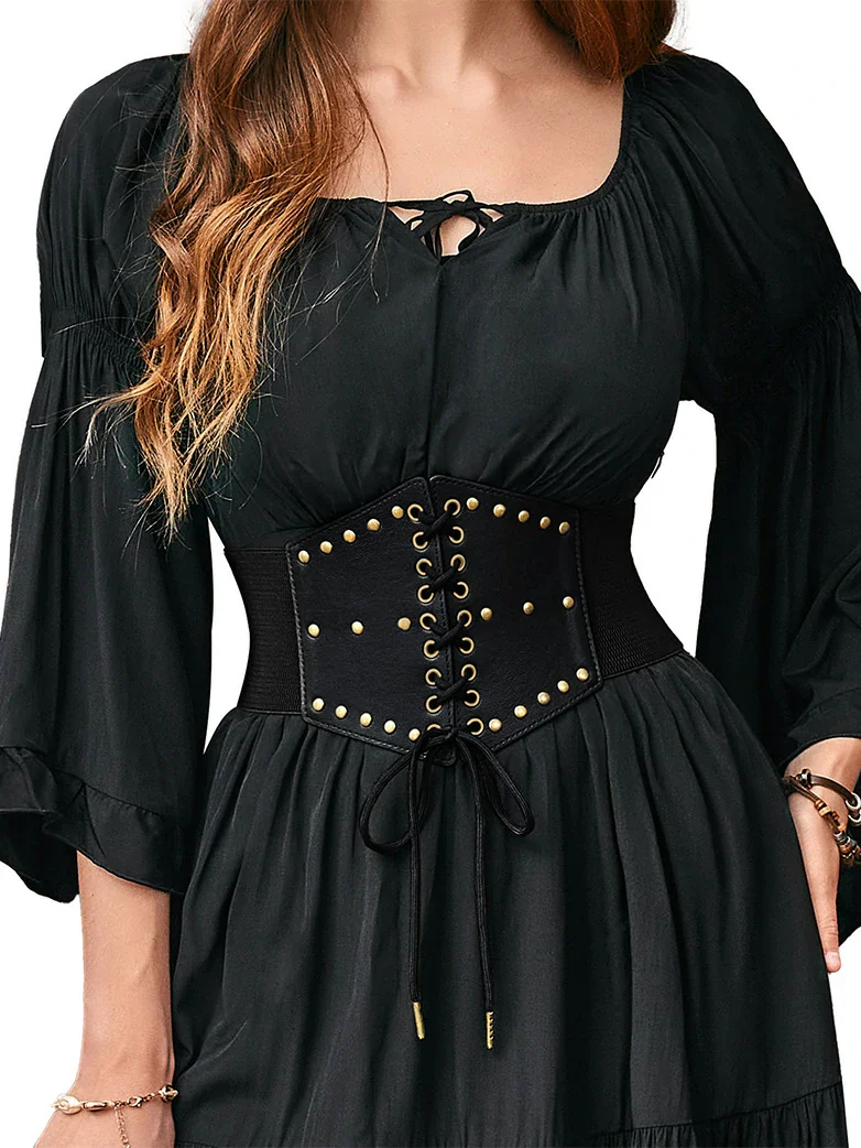 Women Renaissance Stretchy Lace-up Waist Belt - Image 34