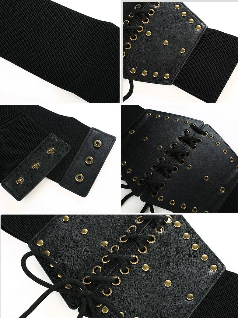 Women Renaissance Stretchy Lace-up Waist Belt - Image 36