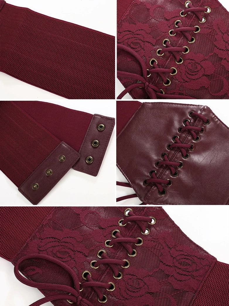 Women Renaissance Stretchy Lace-up Waist Belt - Image 39
