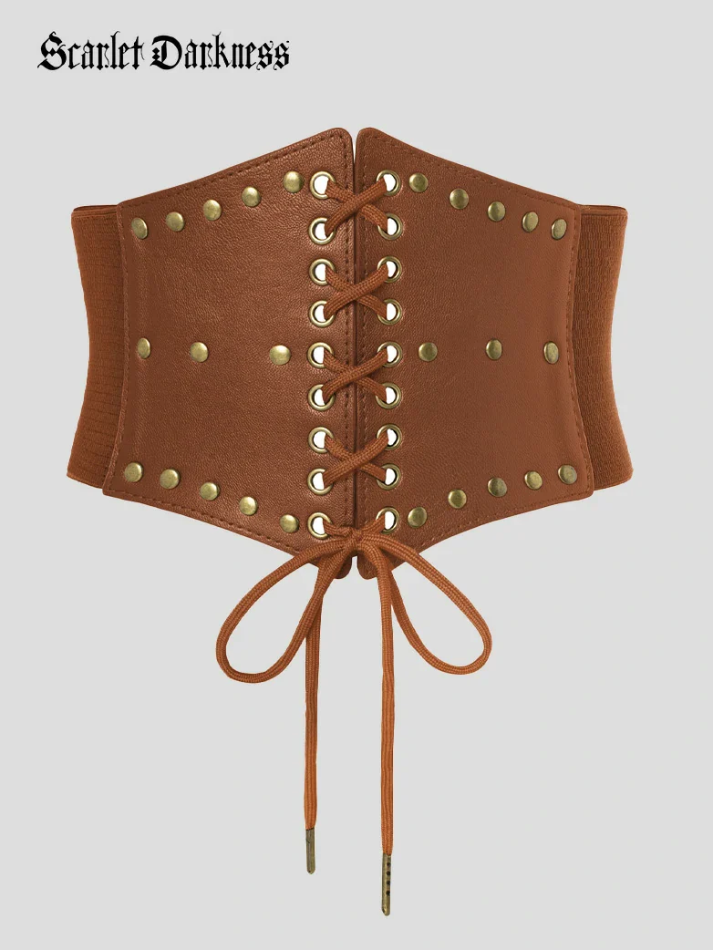 Women Renaissance Stretchy Lace-up Waist Belt - Image 40