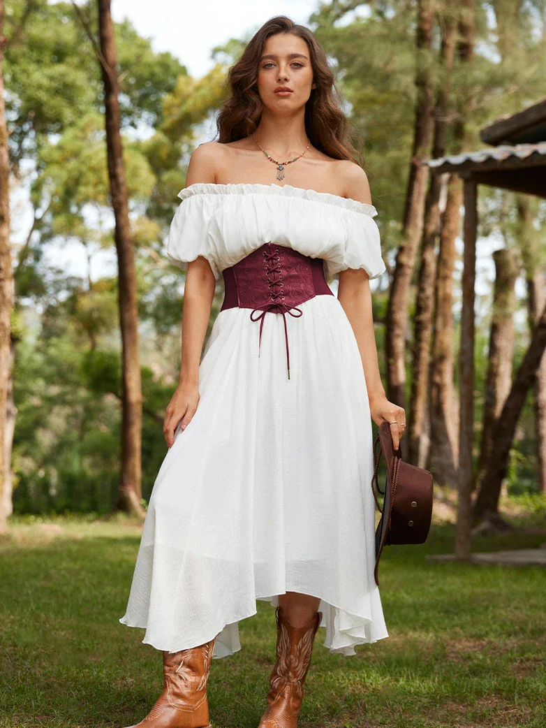 Women Renaissance Stretchy Lace-up Waist Belt - Image 41
