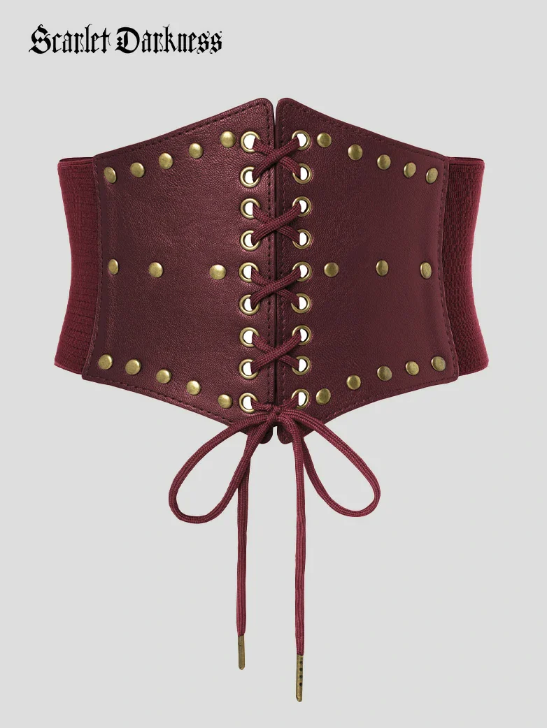 Women Renaissance Stretchy Lace-up Waist Belt - Image 43