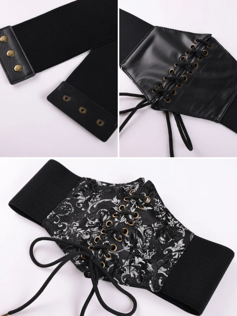 Women Renaissance Stretchy Lace-up Waist Belt - Image 2