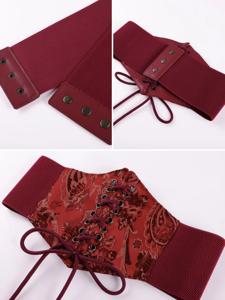Women Renaissance Stretchy Lace-up Waist Belt - Image 4
