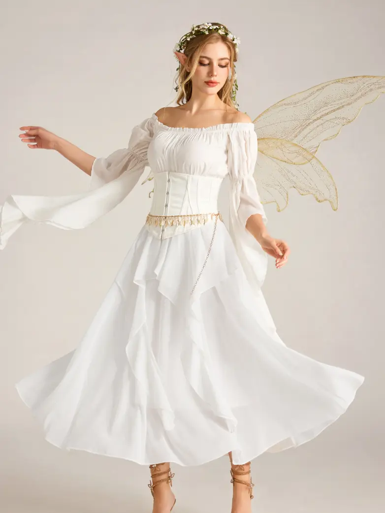Renaissance High Waist  Ruffle Maxi Skirt With Elastic Waist - Image 9