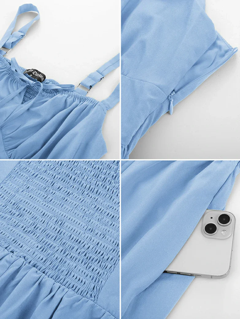 Renaissance Irregular Hem Suspender Pocket Dress - Image 26