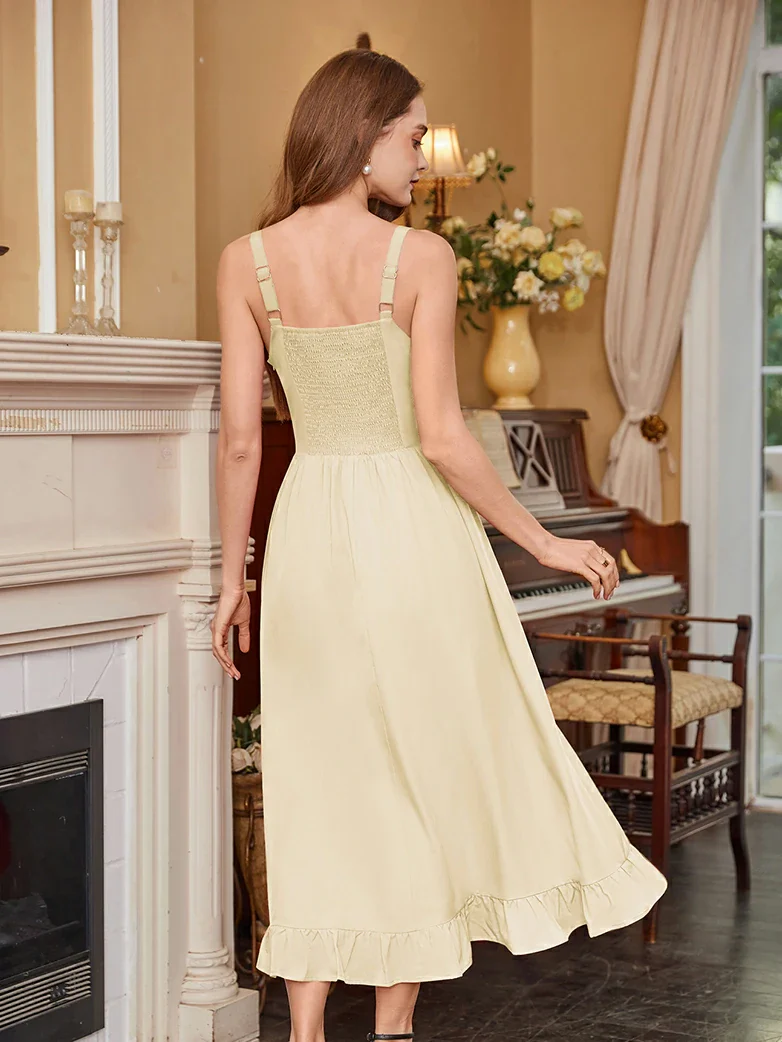 Renaissance Irregular Hem Suspender Pocket Dress - Image 48