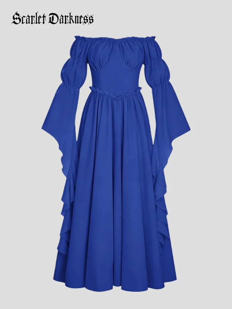 Renaissance Off Shoulder Corset Dress with Puff Sleeves - Image 12