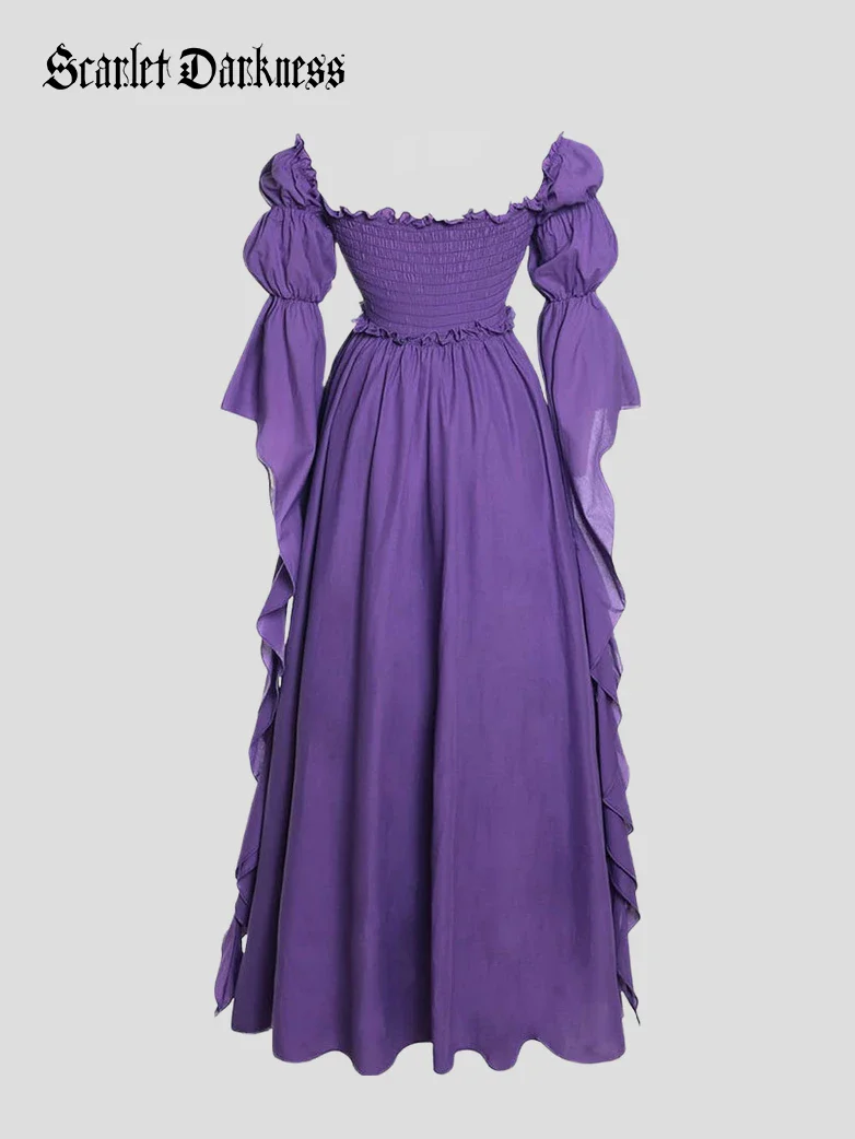 Renaissance Off Shoulder Corset Dress with Puff Sleeves - Image 14
