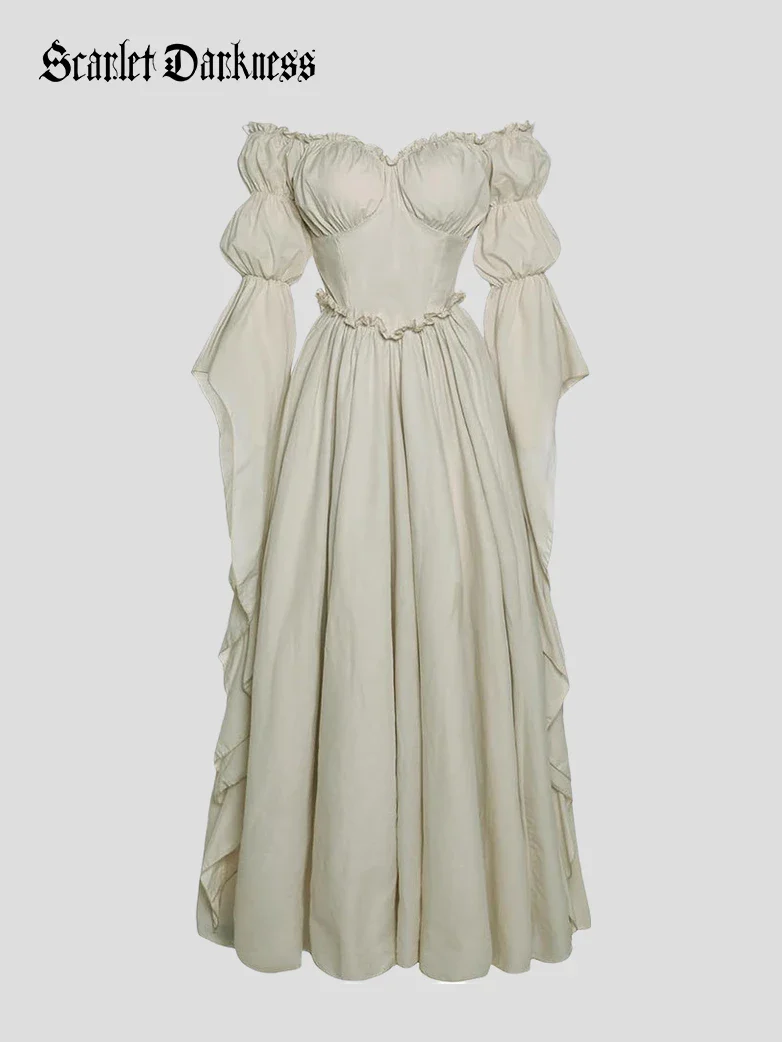 Renaissance Off Shoulder Corset Dress with Puff Sleeves - Image 15