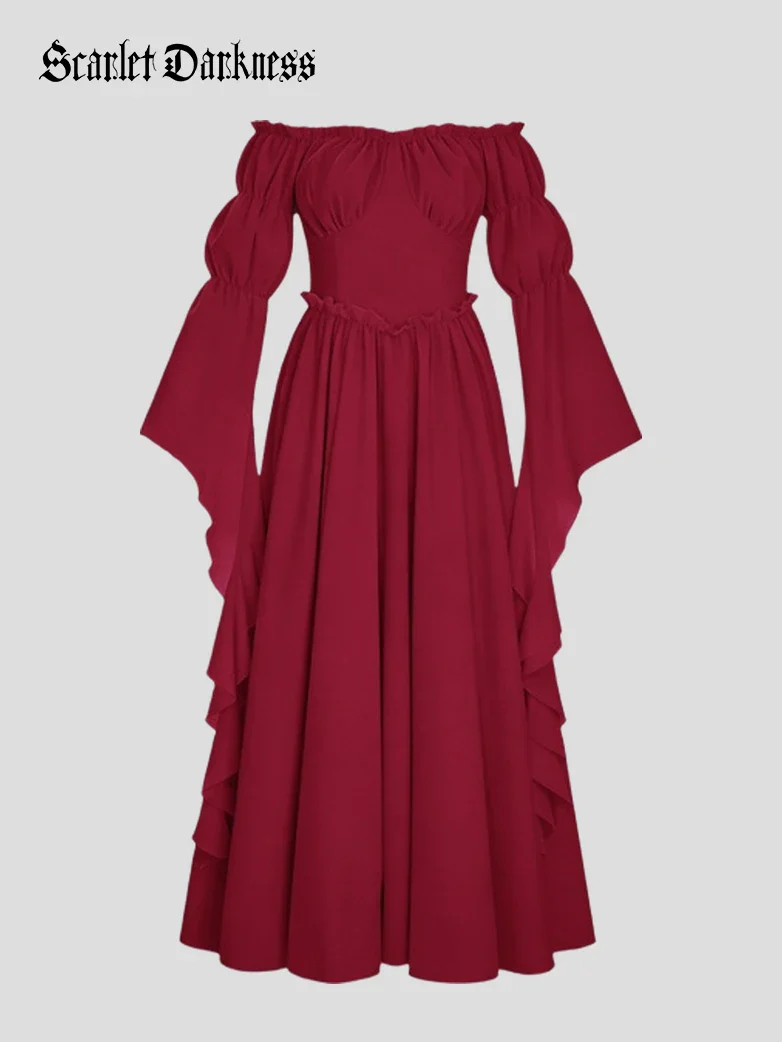Renaissance Off Shoulder Corset Dress with Puff Sleeves - Image 2