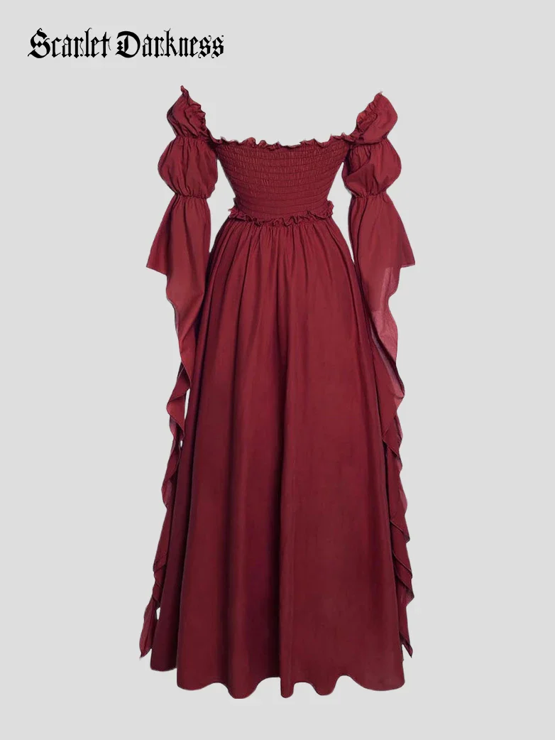 Renaissance Off Shoulder Corset Dress with Puff Sleeves - Image 3