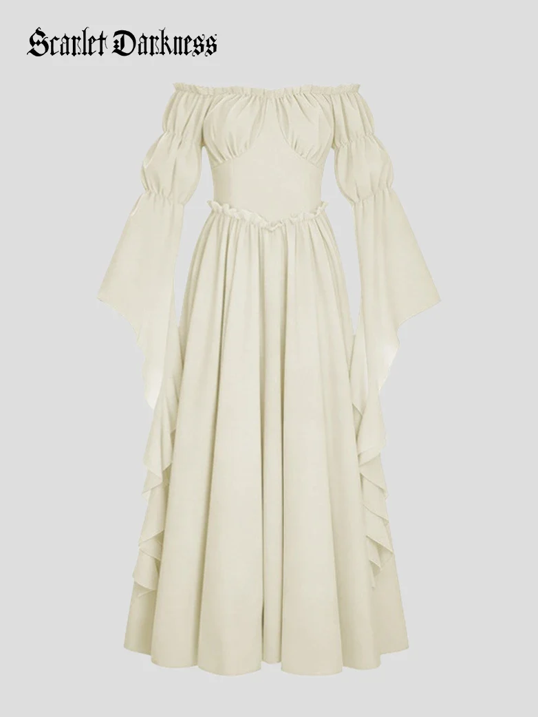 Renaissance Off Shoulder Corset Dress with Puff Sleeves - Image 4