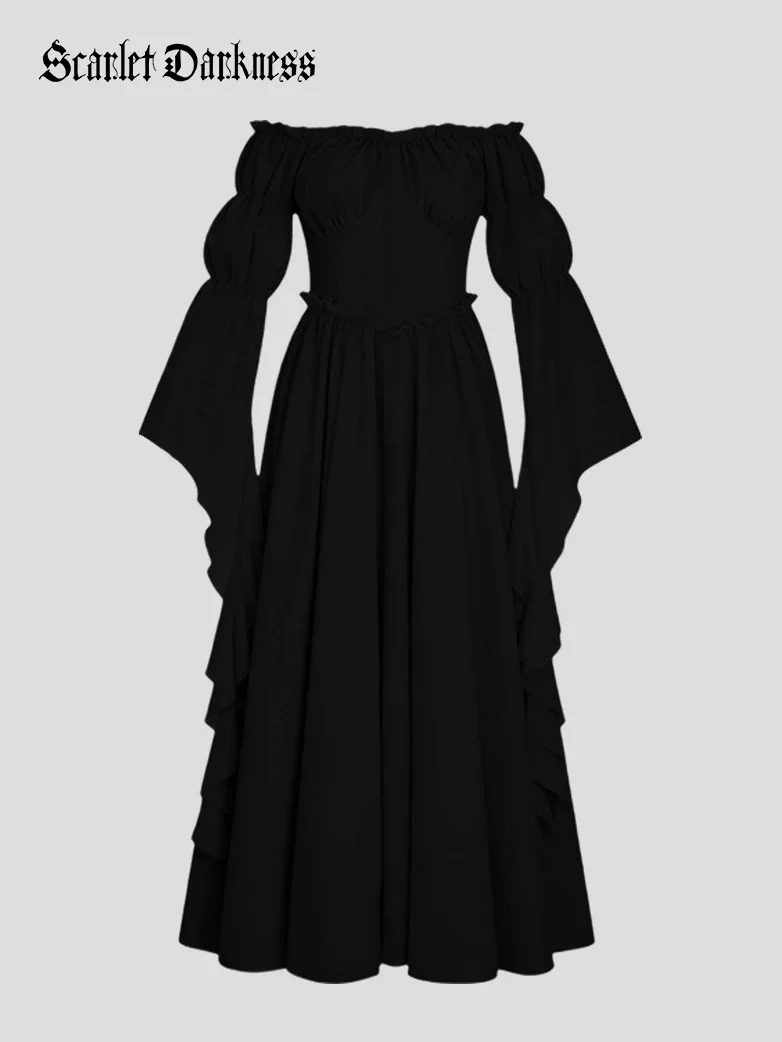 Renaissance Off Shoulder Corset Dress with Puff Sleeves - Image 8