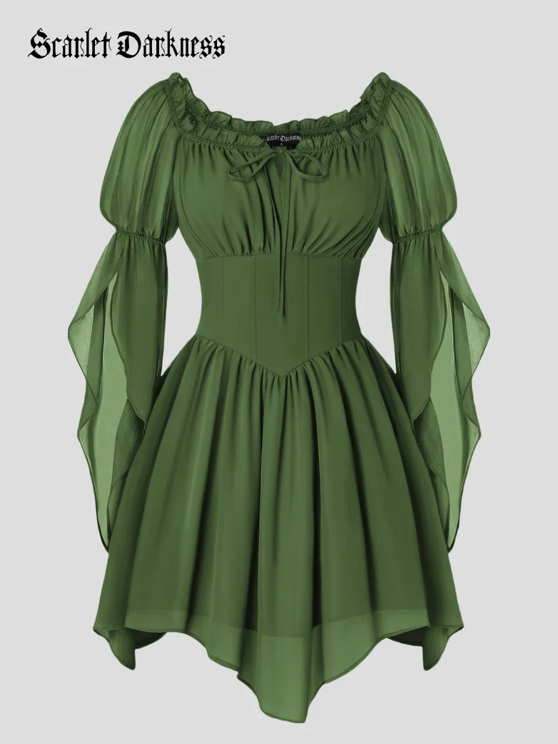 Women’s Off Shoulder Corset Mini Dress with Virago Sleeves