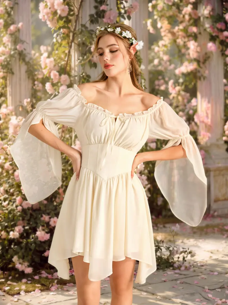 Women’s Off Shoulder Corset Mini Dress with Virago Sleeves - Image 11