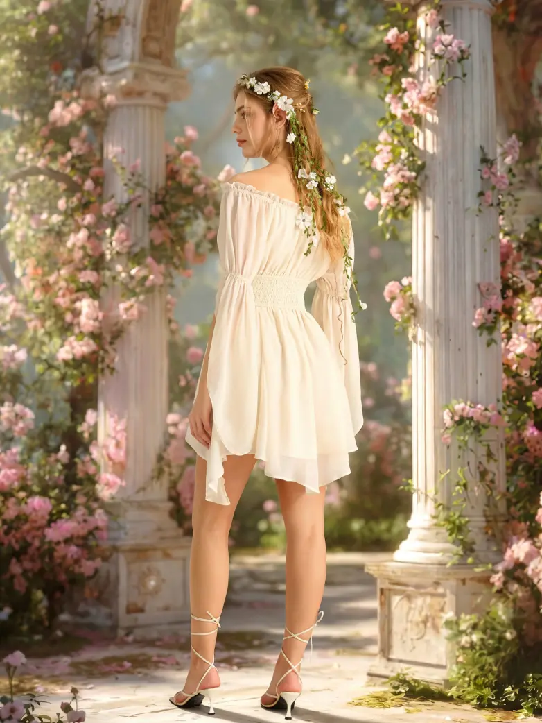 Women’s Off Shoulder Corset Mini Dress with Virago Sleeves - Image 12