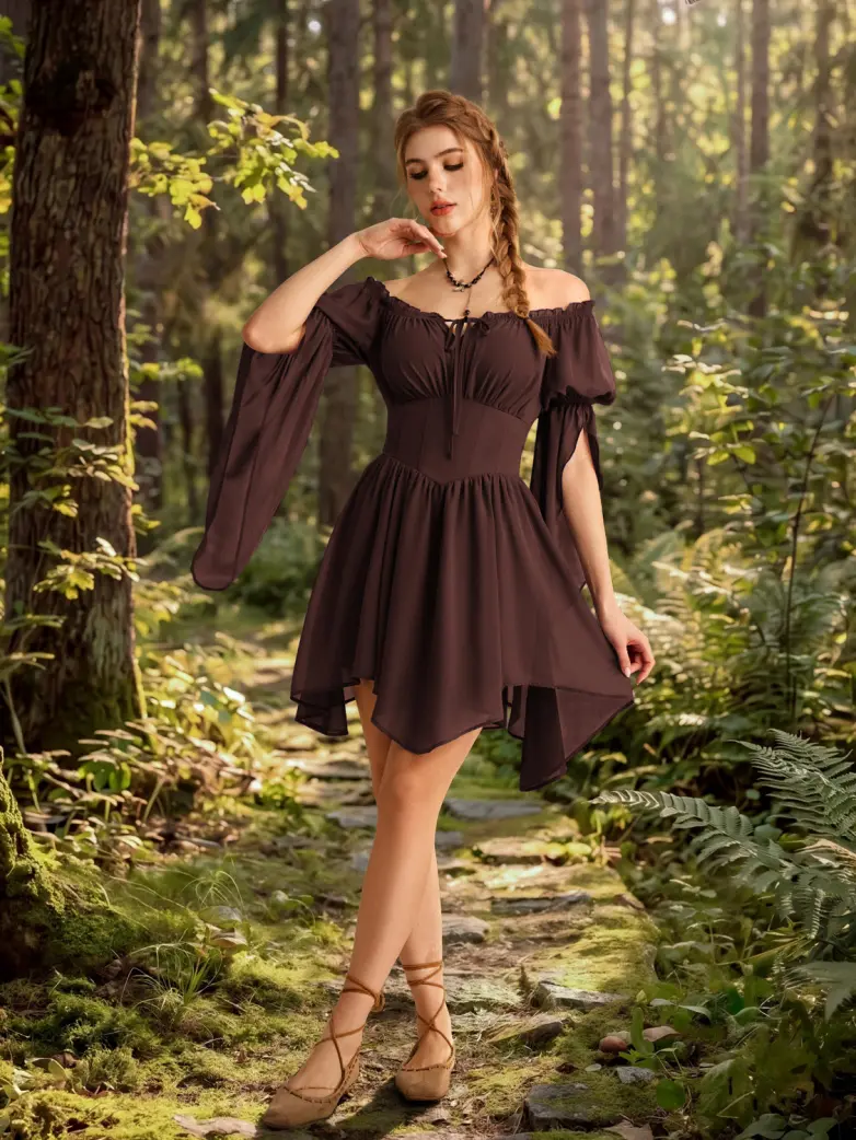 Women’s Off Shoulder Corset Mini Dress with Virago Sleeves - Image 18