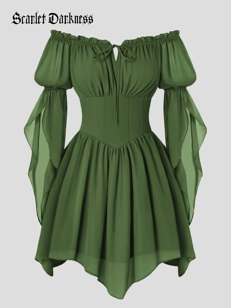 Women’s Off Shoulder Corset Mini Dress with Virago Sleeves - Image 2