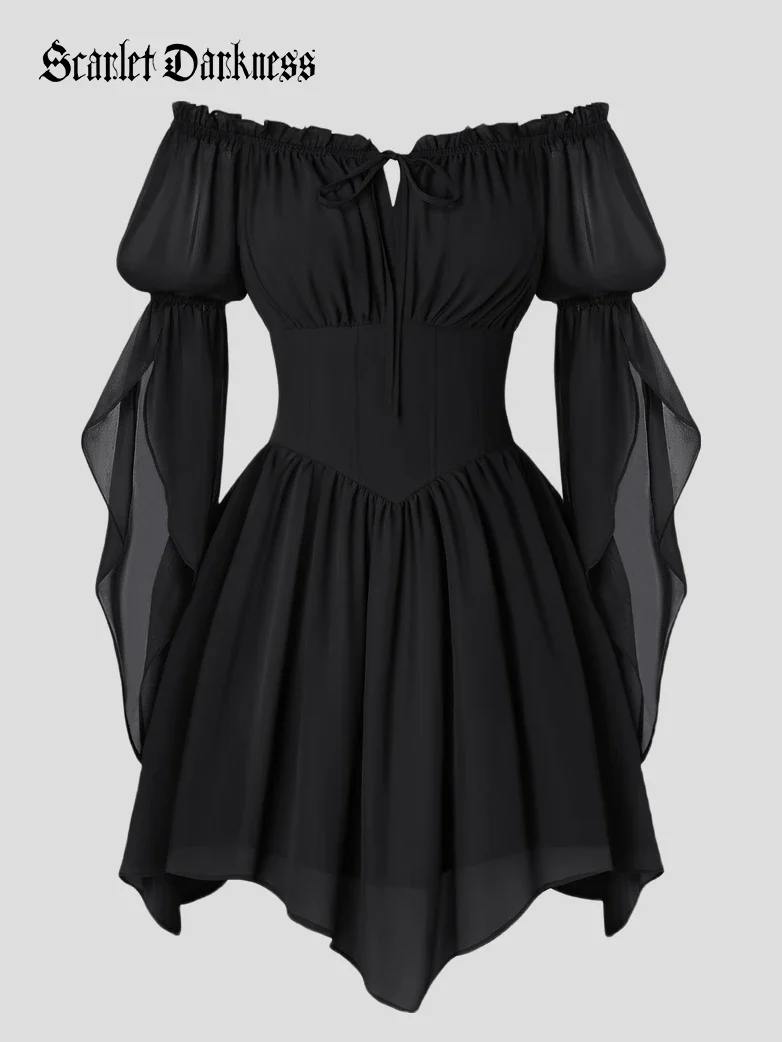 Women’s Off Shoulder Corset Mini Dress with Virago Sleeves - Image 23