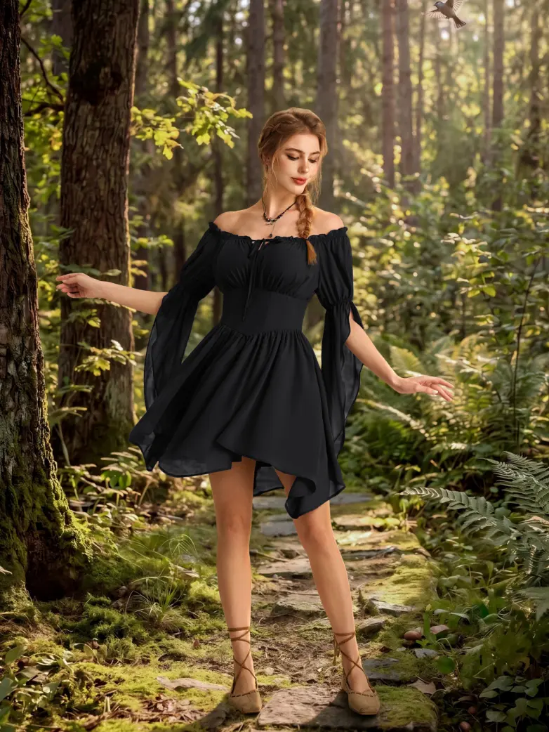 Women’s Off Shoulder Corset Mini Dress with Virago Sleeves - Image 26