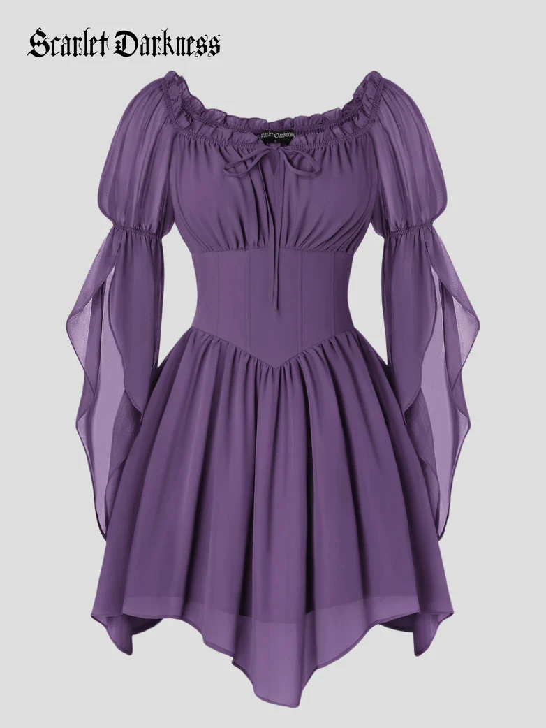 Women’s Off Shoulder Corset Mini Dress with Virago Sleeves - Image 29