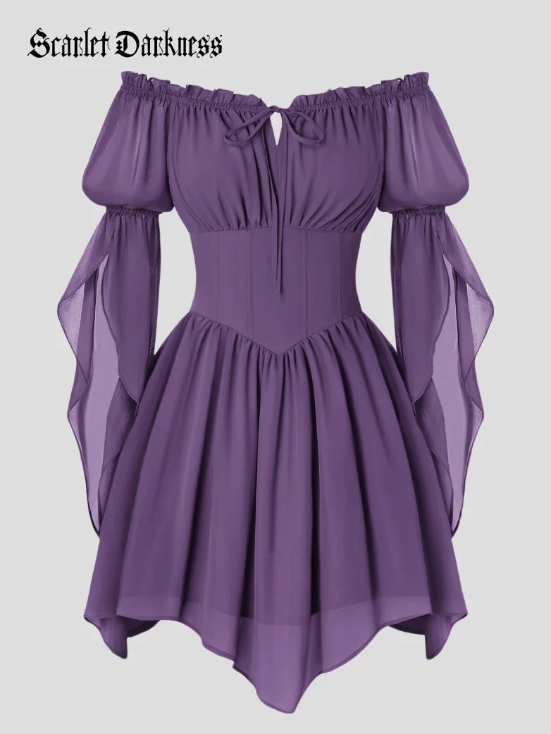 Women’s Off Shoulder Corset Mini Dress with Virago Sleeves - Image 30