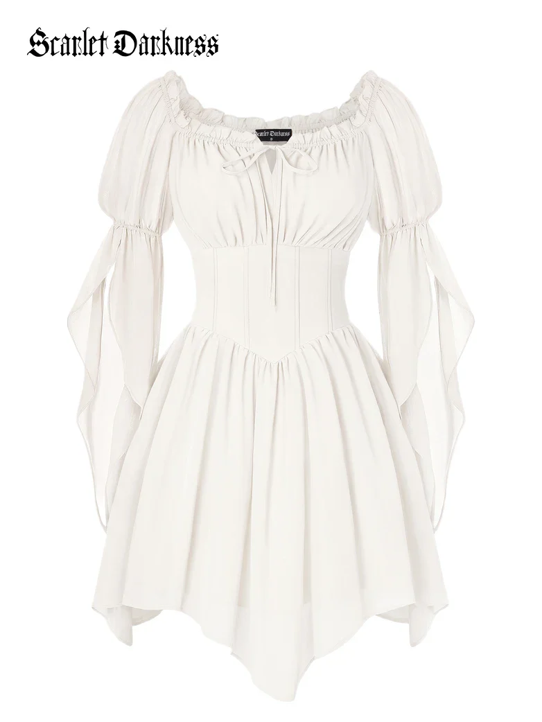 Women’s Off Shoulder Corset Mini Dress with Virago Sleeves - Image 36