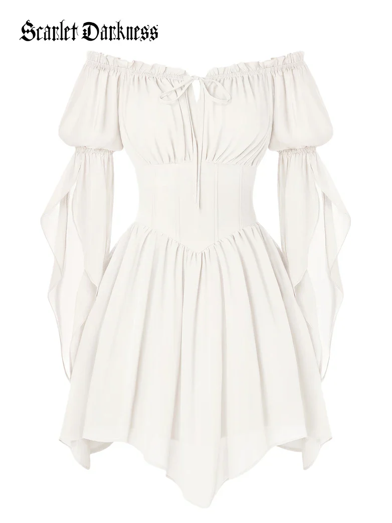 Women’s Off Shoulder Corset Mini Dress with Virago Sleeves - Image 37