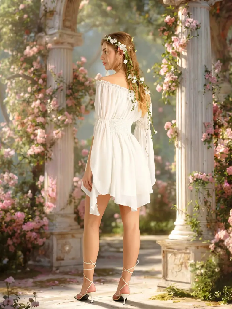 Women’s Off Shoulder Corset Mini Dress with Virago Sleeves - Image 40