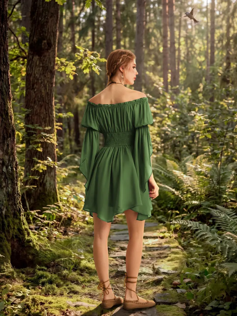 Women’s Off Shoulder Corset Mini Dress with Virago Sleeves - Image 5