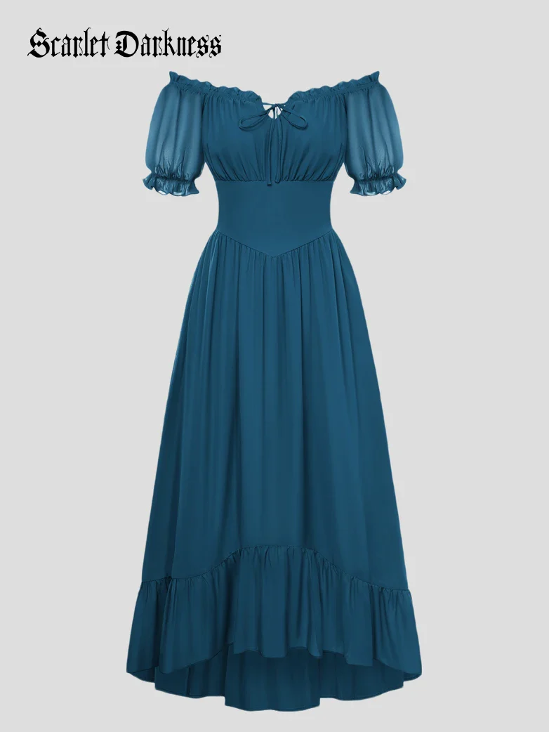 Renaissance Off Shoulder Fairy Dress with Pockets - Image 43