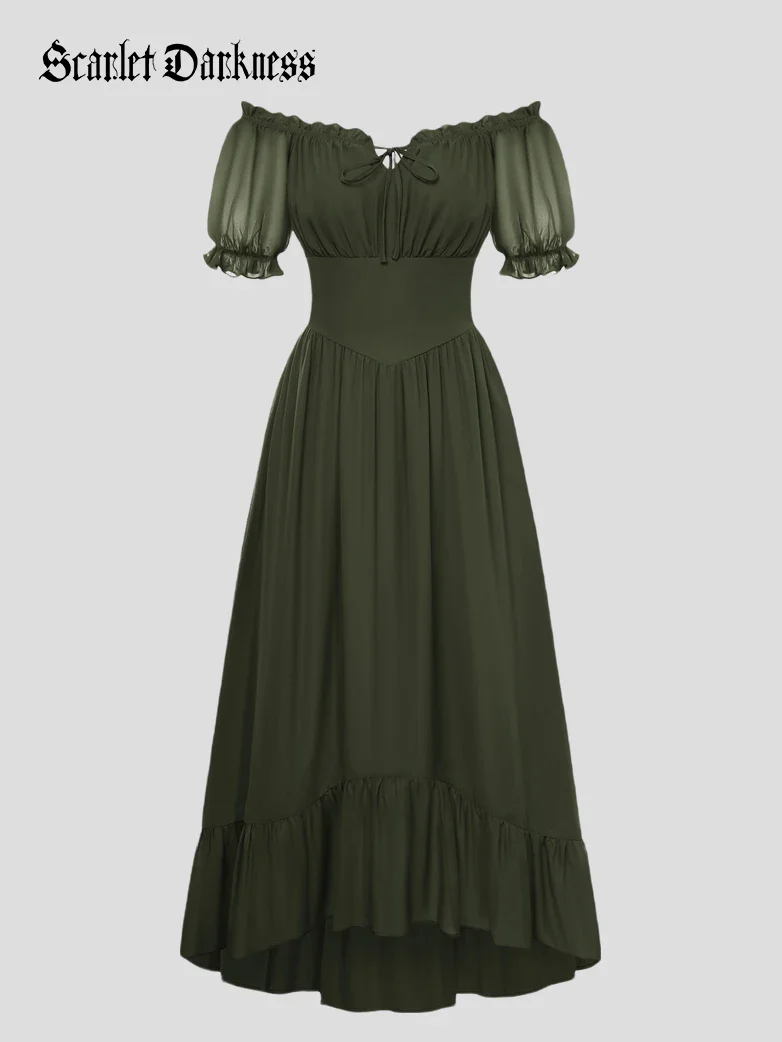 Renaissance Off Shoulder Fairy Dress with Pockets - Image 2